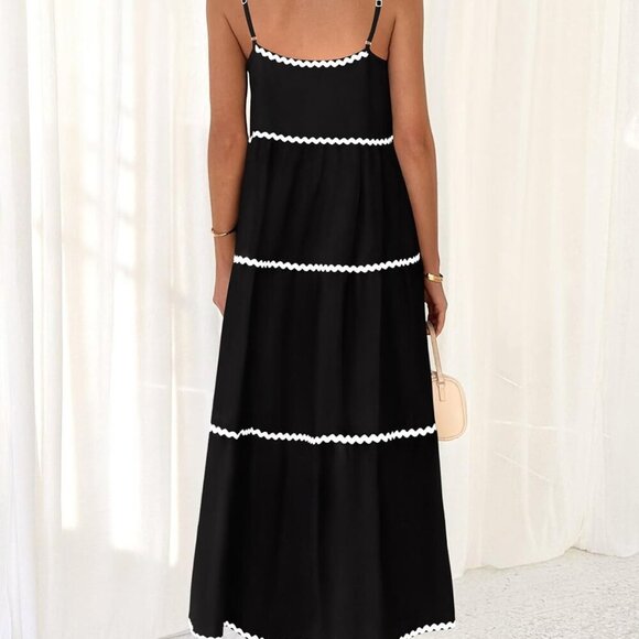 Boho Summer Dress Womens Spaghetti Strap Backless Maxi Flowing Sofa - Picture 5 of 6